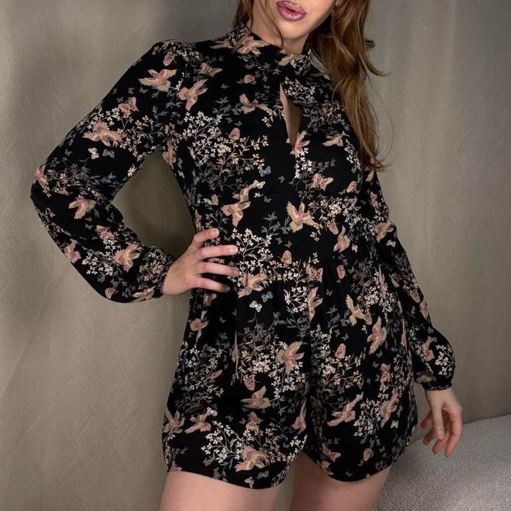Lovely Day Black Floral Print Romper
